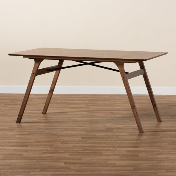 Baxton Studio Baxton Saxton Mid-Century Walnut Dining Table - Stylish, Durable, Seats 6, Perfect for Modern Spaces RDT347-Walnut-DT