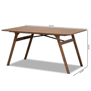 Baxton Studio Baxton Saxton Mid-Century Walnut Dining Table - Stylish, Durable, Seats 6, Perfect for Modern Spaces RDT347-Walnut-DT