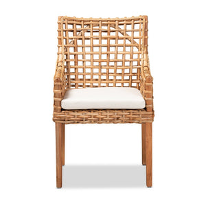 Baxton Studio bali Saoka Modern Dining Chair - Handcrafted Mahogany & Rattan, Natural Brown Finish for Comfort & Style Saoka-Natural-DC