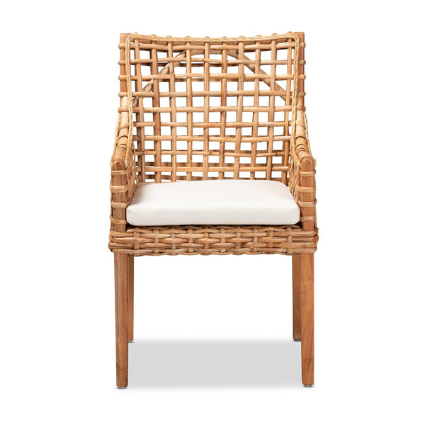 Baxton Studio bali Saoka Modern Dining Chair - Handcrafted Mahogany & Rattan, Natural Brown Finish for Comfort & Style Saoka-Natural-DC