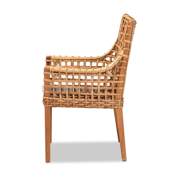 Baxton Studio bali Saoka Modern Dining Chair - Handcrafted Mahogany & Rattan, Natural Brown Finish for Comfort & Style Saoka-Natural-DC