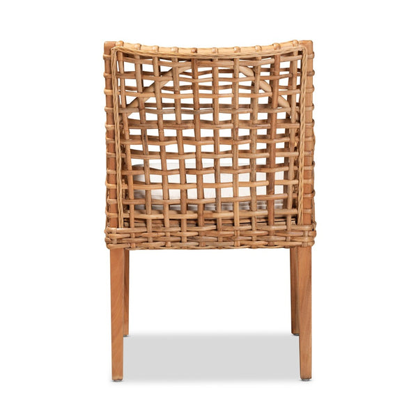 Baxton Studio bali Saoka Modern Dining Chair - Handcrafted Mahogany & Rattan, Natural Brown Finish for Comfort & Style Saoka-Natural-DC