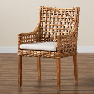 Baxton Studio bali Saoka Modern Dining Chair - Handcrafted Mahogany & Rattan, Natural Brown Finish for Comfort & Style Saoka-Natural-DC