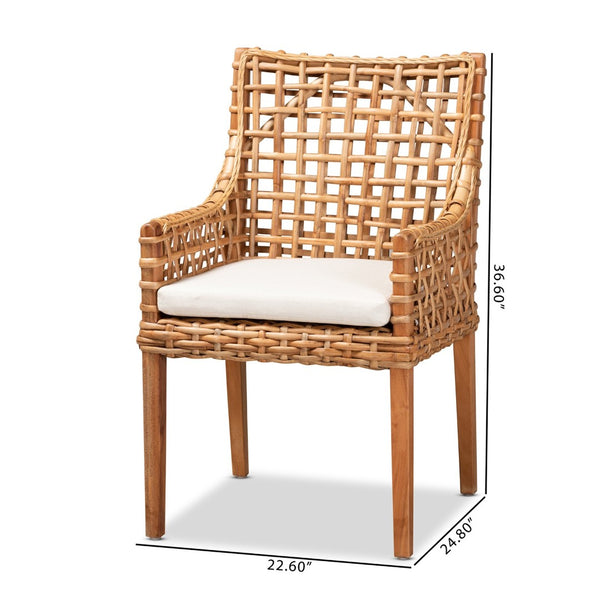 Baxton Studio bali Saoka Modern Dining Chair - Handcrafted Mahogany & Rattan, Natural Brown Finish for Comfort & Style Saoka-Natural-DC