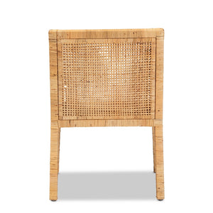 Baxton Studio bali Karis Handcrafted Modern Rattan & Mahogany Dining Chair with Plush Cushion for Tropical Style Karis-Natural-DC