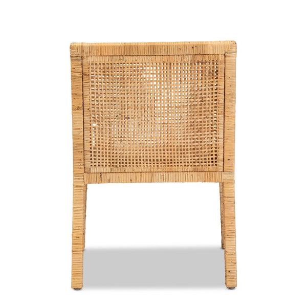 Baxton Studio bali Karis Handcrafted Modern Rattan & Mahogany Dining Chair with Plush Cushion for Tropical Style Karis-Natural-DC