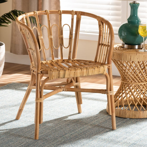 Baxton Studio bali Bali Luxio Handcrafted Rattan Dining Chair - Modern Comfort with Natural Finish for Stylish Interiors Luxio-Natural-DC