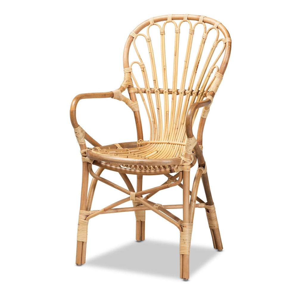 Baxton Studio bali Bali Sheraton Rattan Dining Chair - Bohemian Charm & Comfort with Handwoven Detailing, Fully Assembled Sheraton-Natural-DC