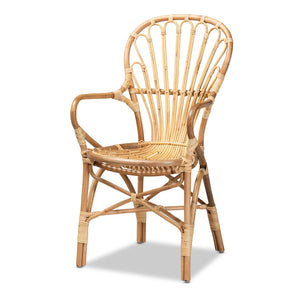 Baxton Studio bali Bali Sheraton Rattan Dining Chair - Bohemian Charm & Comfort with Handwoven Detailing, Fully Assembled Sheraton-Natural-DC