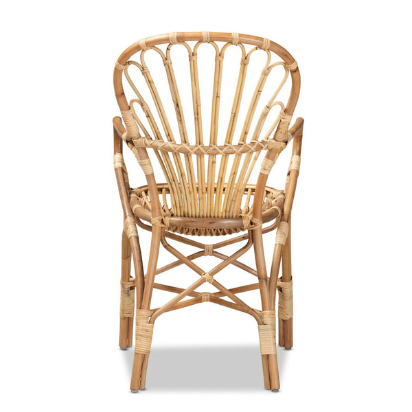 Baxton Studio bali Bali Sheraton Rattan Dining Chair - Bohemian Charm & Comfort with Handwoven Detailing, Fully Assembled Sheraton-Natural-DC