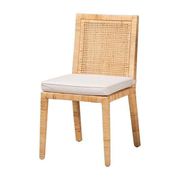 Baxton Studio bali Sofia Modern Bohemian Dining Chair - Handcrafted Mahogany & Rattan, Plush Cushion Comfort Sofia-Natural-DC