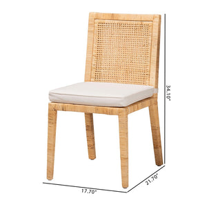 Baxton Studio bali Sofia Modern Bohemian Dining Chair - Handcrafted Mahogany & Rattan, Plush Cushion Comfort Sofia-Natural-DC