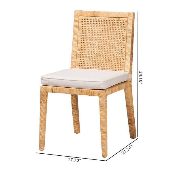 Baxton Studio bali Sofia Modern Bohemian Dining Chair - Handcrafted Mahogany & Rattan, Plush Cushion Comfort Sofia-Natural-DC