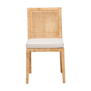 Baxton Studio bali Sofia Modern Bohemian Dining Chair - Handcrafted Mahogany & Rattan, Plush Cushion Comfort Sofia-Natural-DC