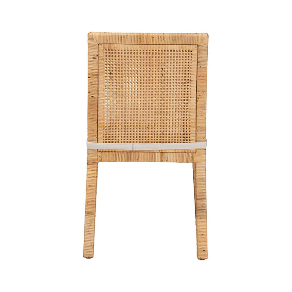 Baxton Studio bali Sofia Modern Bohemian Dining Chair - Handcrafted Mahogany & Rattan, Plush Cushion Comfort Sofia-Natural-DC