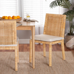 Baxton Studio bali Sofia Modern Bohemian Dining Chair - Handcrafted Mahogany & Rattan, Plush Cushion Comfort Sofia-Natural-DC