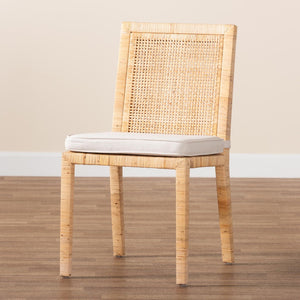 Baxton Studio bali Sofia Modern Bohemian Dining Chair - Handcrafted Mahogany & Rattan, Plush Cushion Comfort Sofia-Natural-DC
