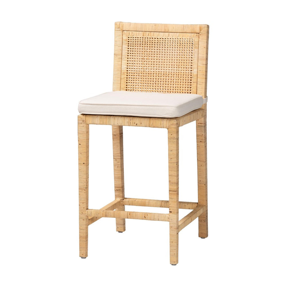 Baxton Studio bali Sofia Modern Counter Stool - Handmade Mahogany & Rattan, Tropical Style for Dining & Bars Sofia-Natural-CS