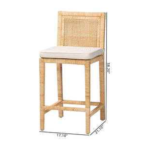 Baxton Studio bali Sofia Modern Counter Stool - Handmade Mahogany & Rattan, Tropical Style for Dining & Bars Sofia-Natural-CS