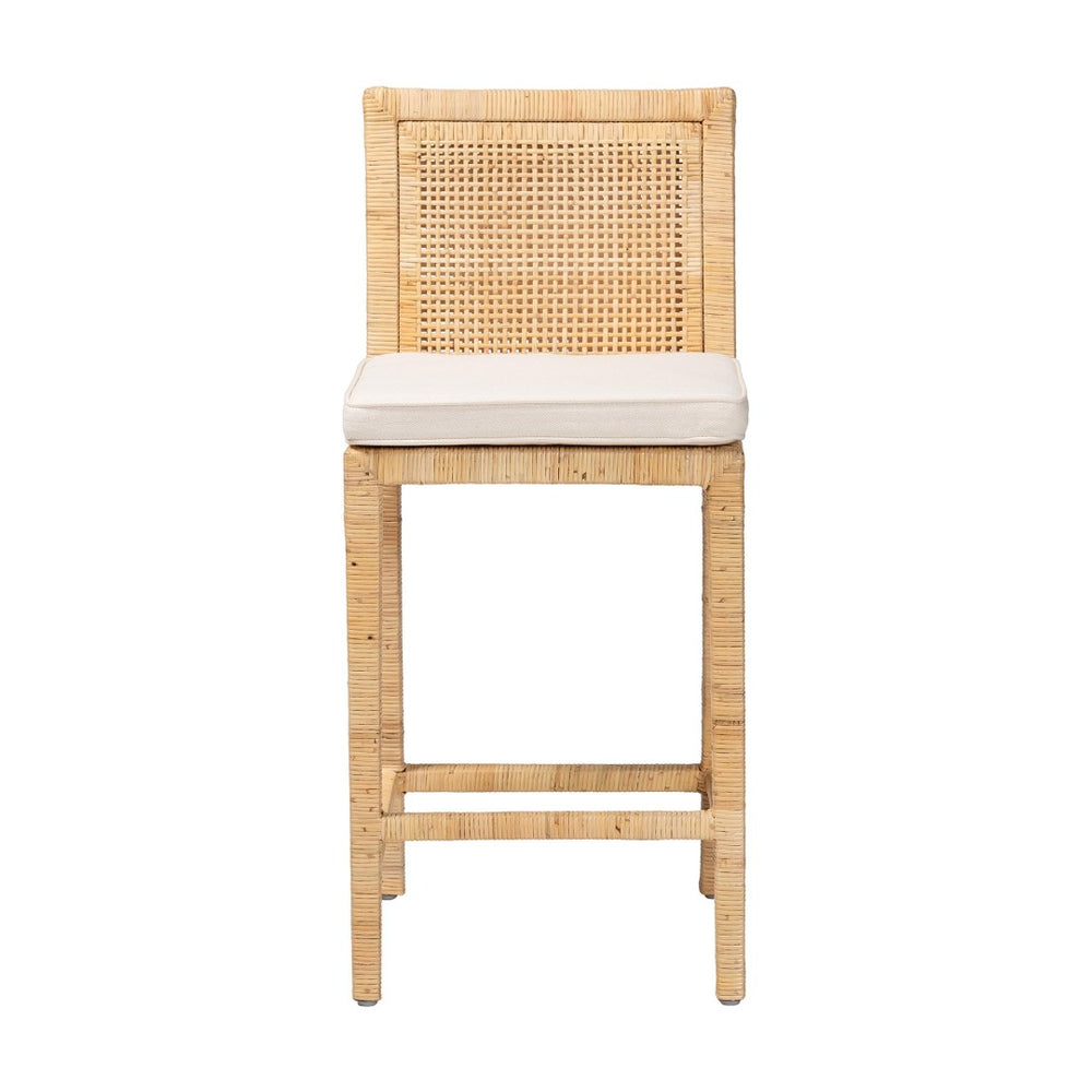 Baxton Studio bali Sofia Modern Counter Stool - Handmade Mahogany & Rattan, Tropical Style for Dining & Bars Sofia-Natural-CS