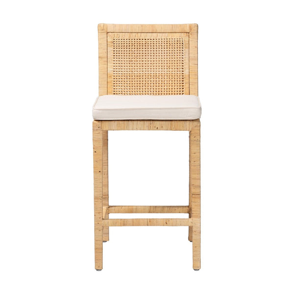 Baxton Studio bali Sofia Modern Counter Stool - Handmade Mahogany & Rattan, Tropical Style for Dining & Bars Sofia-Natural-CS
