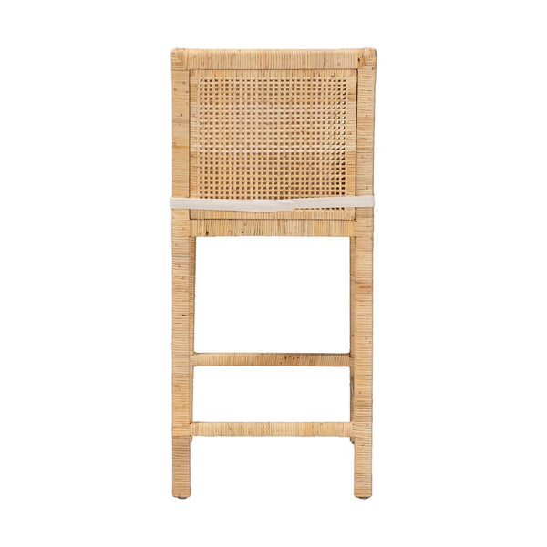 Baxton Studio bali Sofia Modern Counter Stool - Handmade Mahogany & Rattan, Tropical Style for Dining & Bars Sofia-Natural-CS