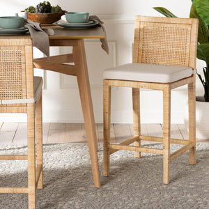 Baxton Studio bali Sofia Modern Counter Stool - Handmade Mahogany & Rattan, Tropical Style for Dining & Bars Sofia-Natural-CS