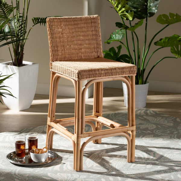 Baxton Studio bali Athena Rattan Counter Stool – Modern Comfort with Unique Natural Finish for Contemporary Spaces Athena-Natural-CS