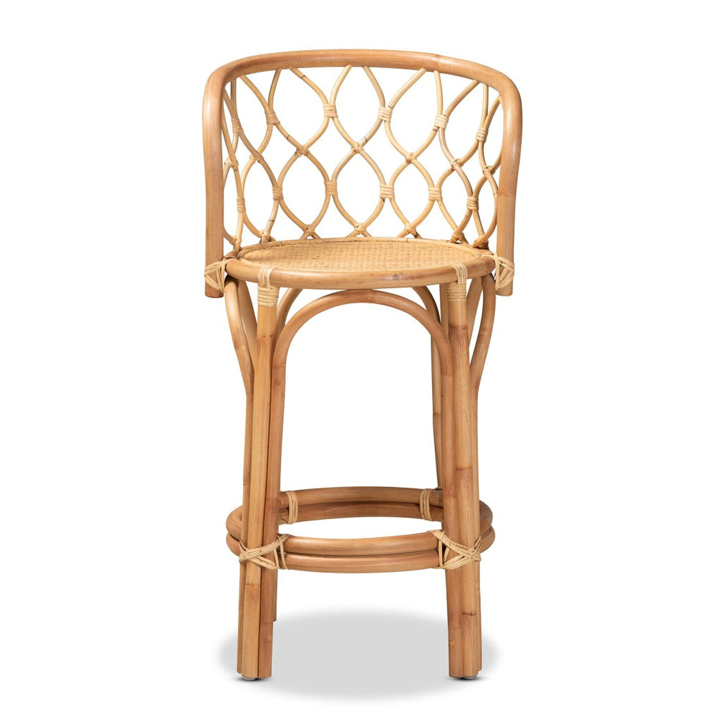 Baxton Studio bali Diana Handmade Rattan Counter Stool - Modern Bohemian Design with Curved Back & Footrest Diana-Natural-CS