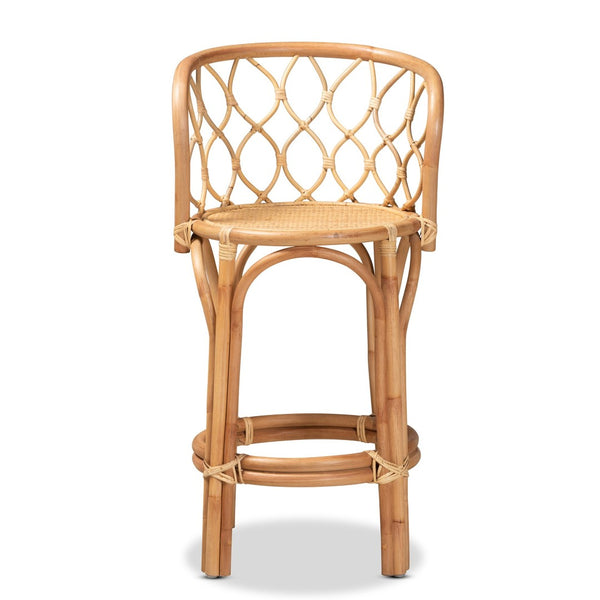 Baxton Studio bali Diana Handmade Rattan Counter Stool - Modern Bohemian Design with Curved Back & Footrest Diana-Natural-CS