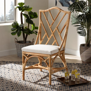 Baxton Studio bali Sonia Handcrafted Rattan Dining Chair - Modern Tropical Elegance with Plush Comfort & Style Sonia-Natural-DC No Arm