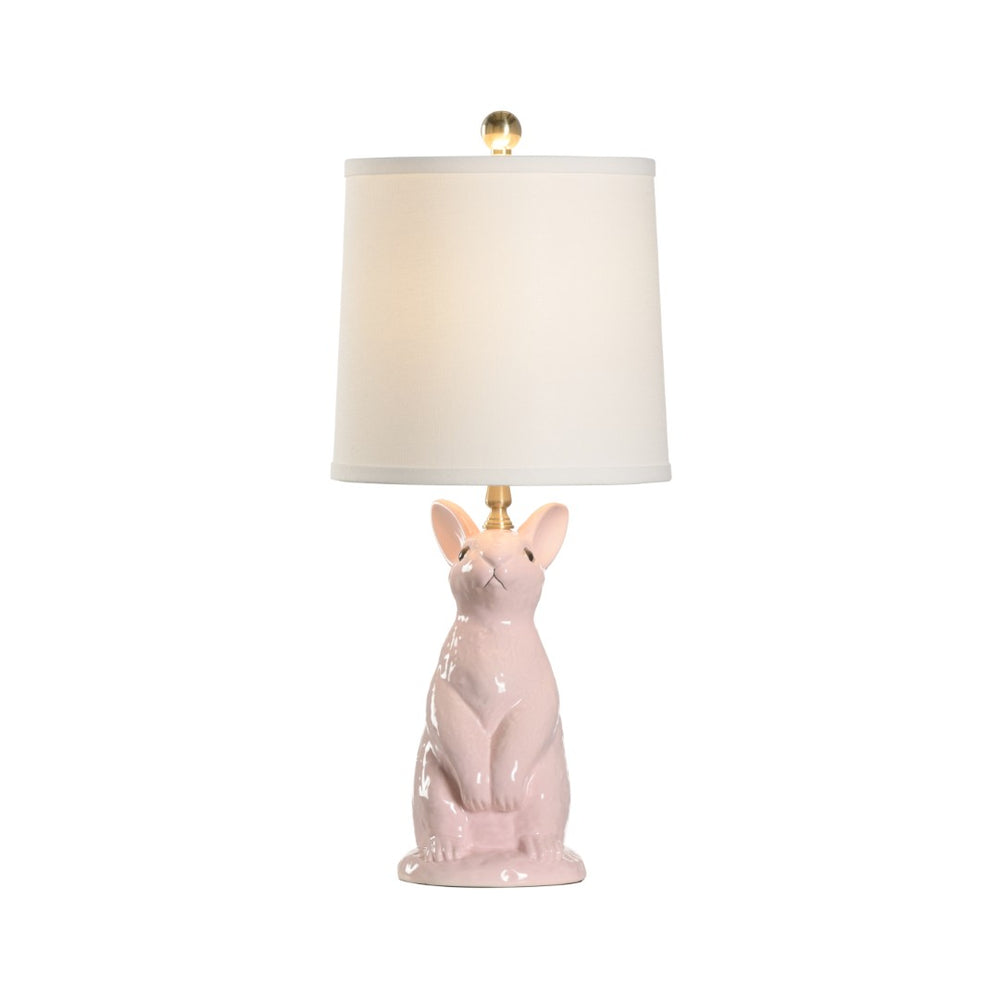 Wildwood Next Generation Lamp Handpainted Ceramic Baby Bunny Nursery Light Compact Soft Ambient Glow Pink 11879
