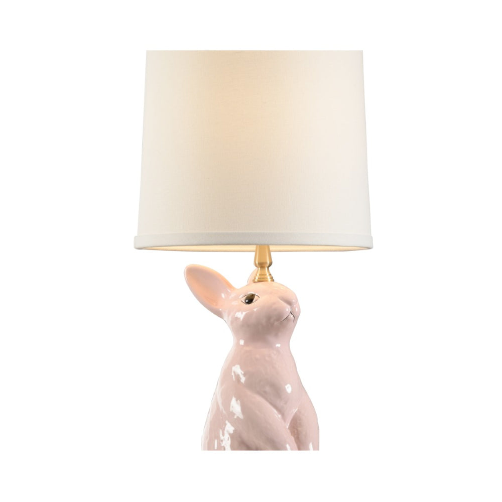 Wildwood Next Generation Lamp Handpainted Ceramic Baby Bunny Nursery Light Compact Soft Ambient Glow Pink 11879