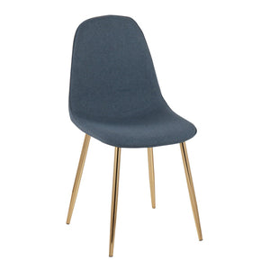 English Elm Pebble Contemporary Chairs Set Of 2 - Stylish Gold Steel Frame & Plush Blue Fabric For Any Room B202P223623-GIGA
