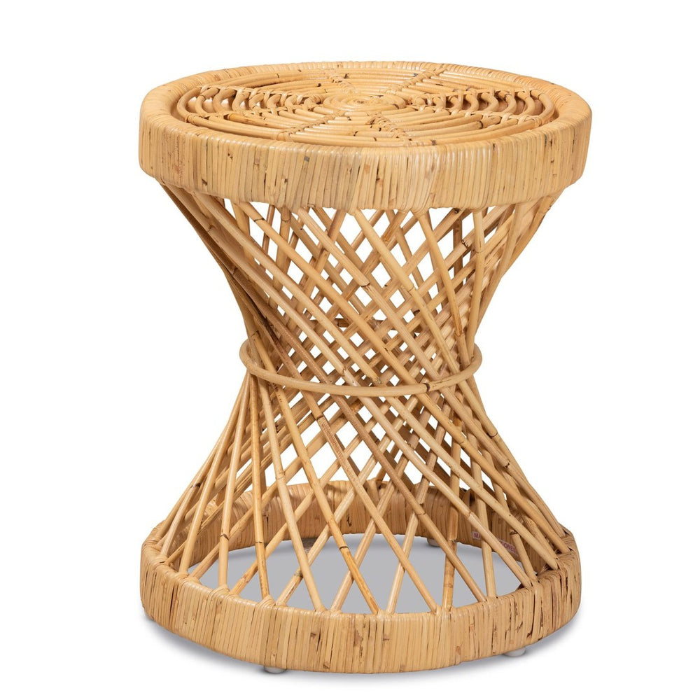 Baxton Studio bali Seville Rattan End Table - Handmade Tropical Elegance with Curved Frame & Natural Finish Decor Seville-Natural-ET