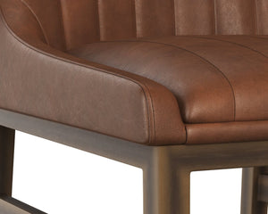 Sunpan HALDEN Counter Stool in Bravo Cognac - Modern Urban Design with Tufted Seat & Rustic Bronze Frame 110032