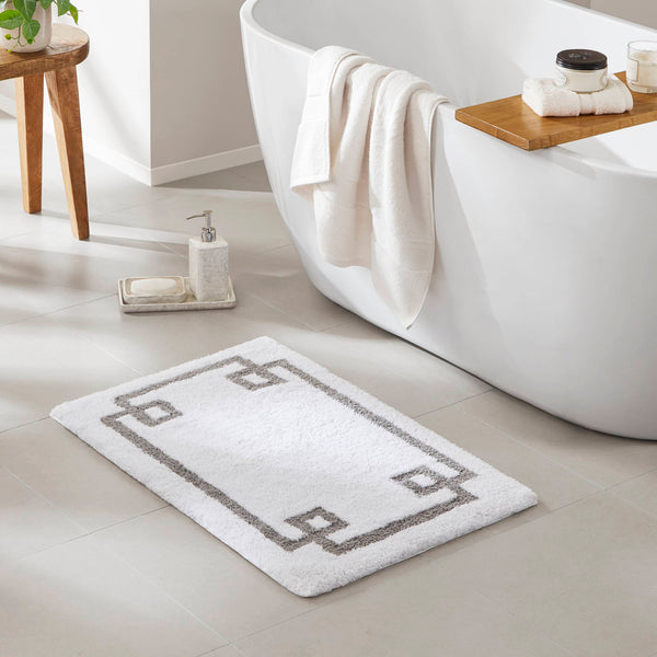 JLA Home Madison Park - Cotton Tufted Bath Rug with Plush Medium Pile, Skid-Resistant Backing, OEKO-TEX Certified Comfort White MP72-7333