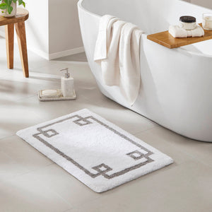 JLA Home Madison Park - Cotton Tufted Bath Rug 20x30 – Spa-Inspired Plush Absorbent Cotton with Skid-Resistant Backing, OEKO-TEX Certified White MP72-7332