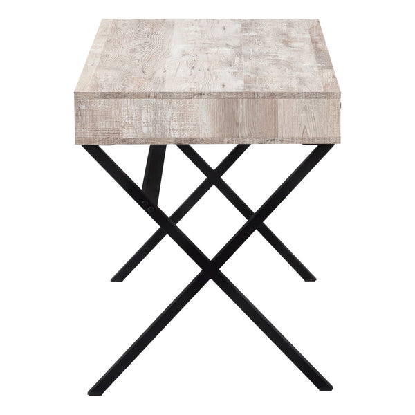 English Elm Computer Modern Tempered Glass Desk with Reclaimed Wood-Look Top and Single Storage Drawer, 48" taupe 53 L x 27 W x 7 H B2710P219774