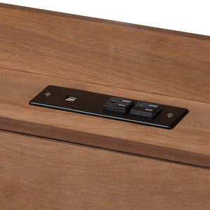Baxton Studio Baxton Studio Decker Mid-Century Modern Walnut Brown Platform Bed with Built-In Charging Station Full MG0081S-Walnut-Full