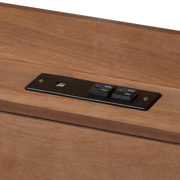 Baxton Studio Baxton Studio Decker Mid-Century Modern Walnut Brown Platform Bed with Built-In Charging Station Full MG0081S-Walnut-Full