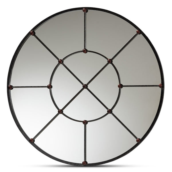 Baxton Studio Baxton Ohara Modern Black Metal Accent Wall Mirror with Dark Bronze Accents for Stylish Spaces RXW-10394-Black