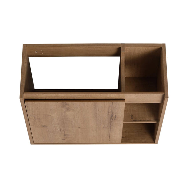 English Elm 24'' Floating Wall Mounted Bathroom Vanity with Ceramic Sink and Soft Close Cabinet Imitative Oak W999P426630