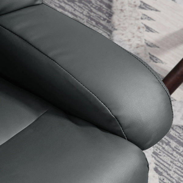 English Elm HOMCOM PU Leather Massage Recliner with Ottoman, 360° Swivel, Remote Control, Heat & Multi-Mode Comfort Gray W2225P173861