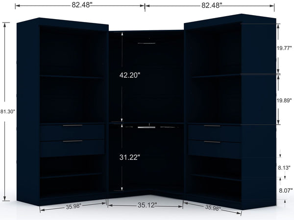 Manhattan Comfort Mulberry Contemporary - Modern Wardrobe/ Armoire/ Closet Tatiana Midnight Blue 118GMC4