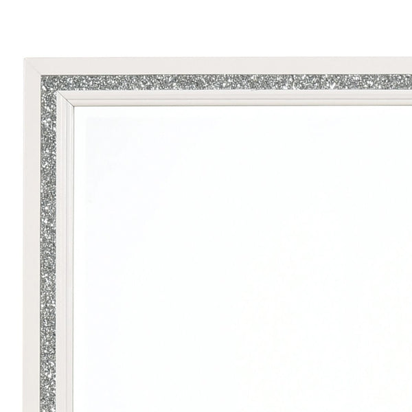 English Elm Haiden Rectangular Beveled Wall Mirror with Silver Trim for Bedroom Dresser B2726P411563