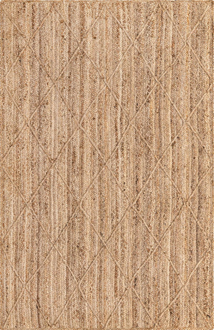 Unique Loom Braided Jute Trellis Hand Braided Solid Rug Natural, Natural 5' 1" x 8' 0"