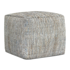 English Elm Nate Handwoven Cotton Square Pouf Artisan Footrest for Bohemian Living Rooms Gray B136P427595