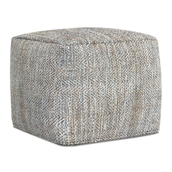 English Elm Nate Handwoven Cotton Square Pouf Artisan Footrest for Bohemian Living Rooms Gray B136P427595