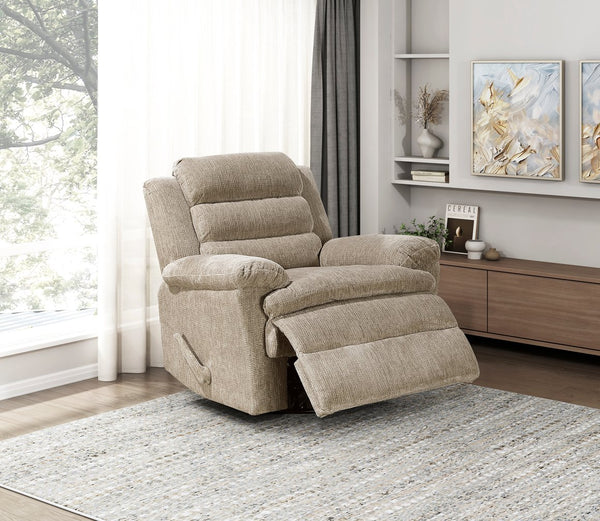 English Elm Glider Swivel Recliner with Smooth 360° Glide and Pull-Handle Recline, Microfiber Comfort, Sturdy Frame Brown 38.5 L x 34 W x 26.5 H B011P329293